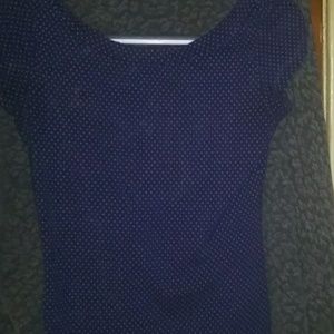 Navy polkadot cotton/spandax shirt